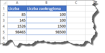 Excel wyniki zaokrągania do pełnych setek